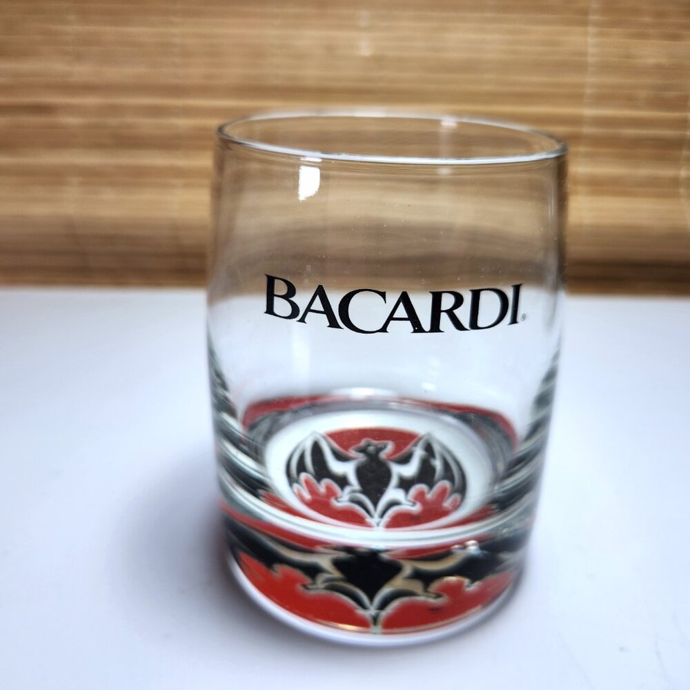 Bacardi Rum Glass Bacardi Bat logo weighted lo-ball Collectable Advertising 10oz